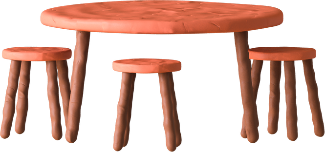 3D Buildable Classroom Chair & Desk Circular Table & Chairs